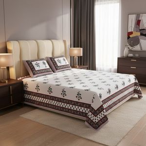 Cultural Mosaic Magenta Block Print Pure Cotton Double Bedsheet